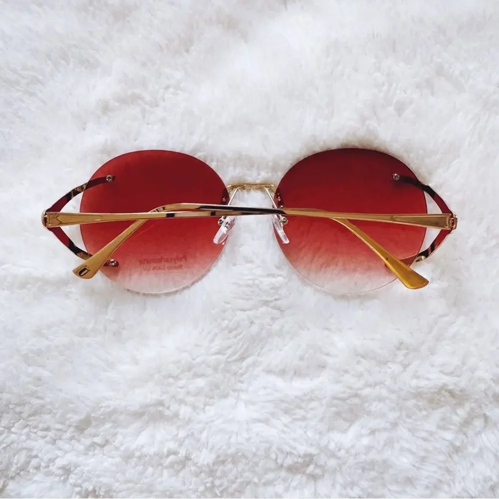 Ruth Clear Orange Round Metal Sunglasses
